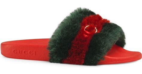 red gucci slide|fluffy Gucci slides.